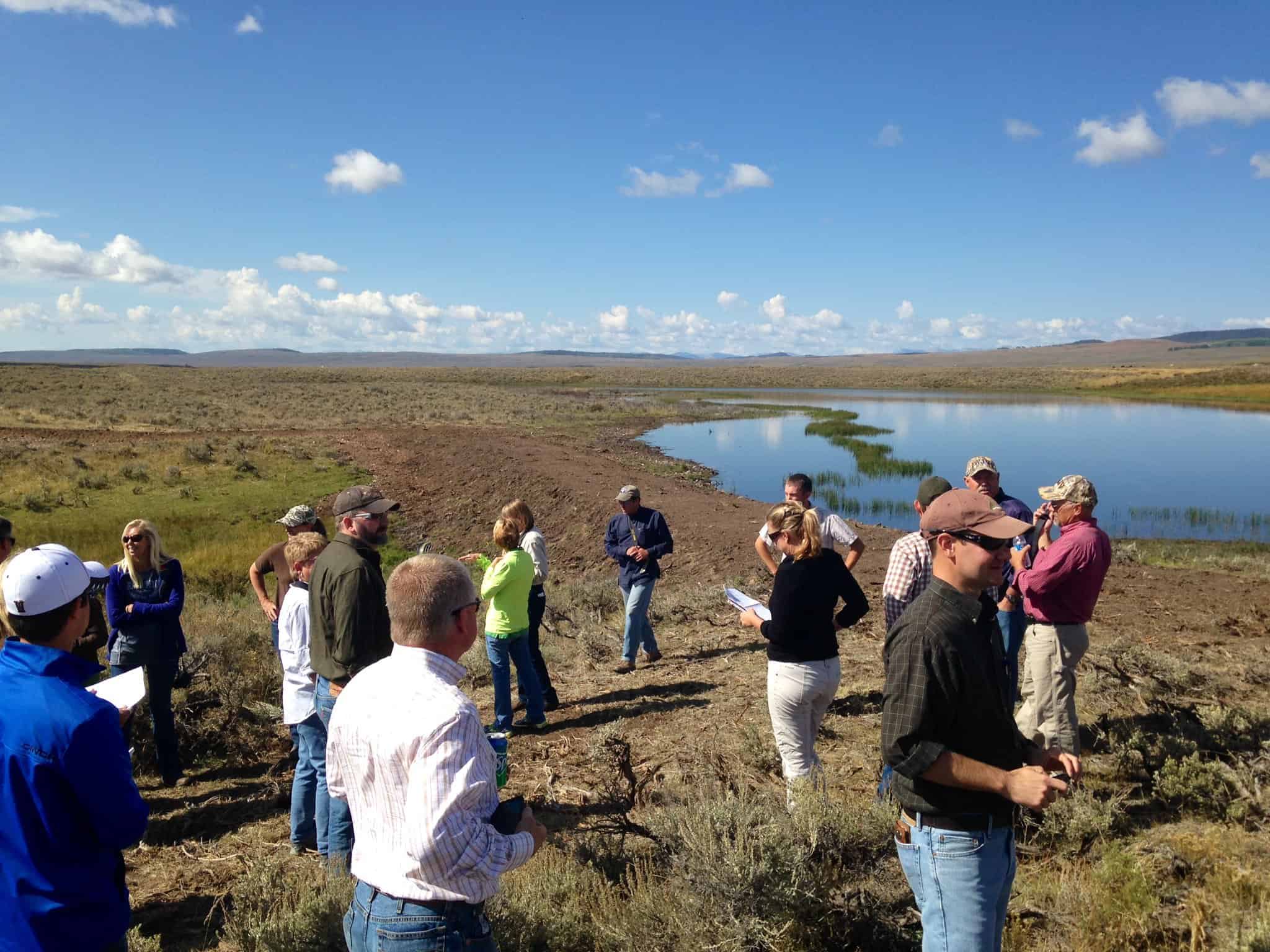 Partners tour a conservation project along the Green River in Wyoming.