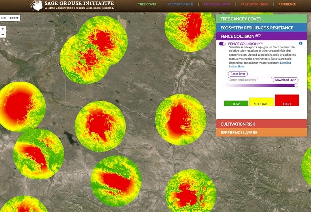 sage grouse fence collision map tool
