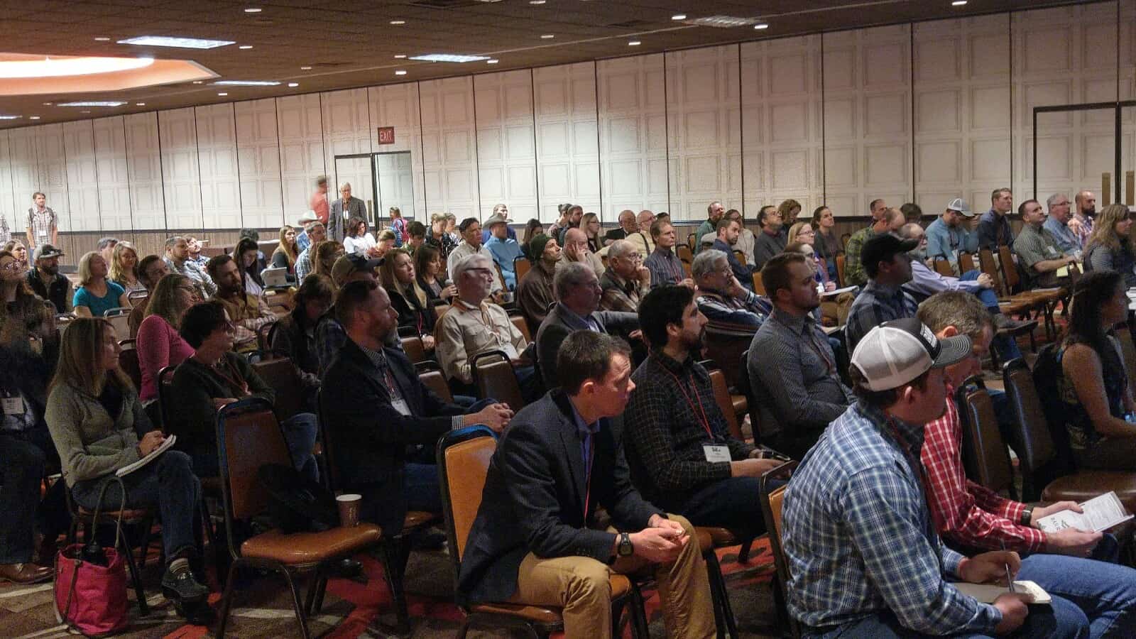 A packed audience watches presentations at the 2018 Society for Range Management's special symposia on sagebrush ecosystems.